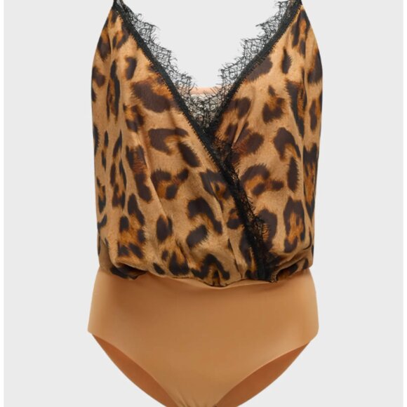 L'Agence Jaxon Leopard Lace-Trim Bodysuit - Picture 1 of 2